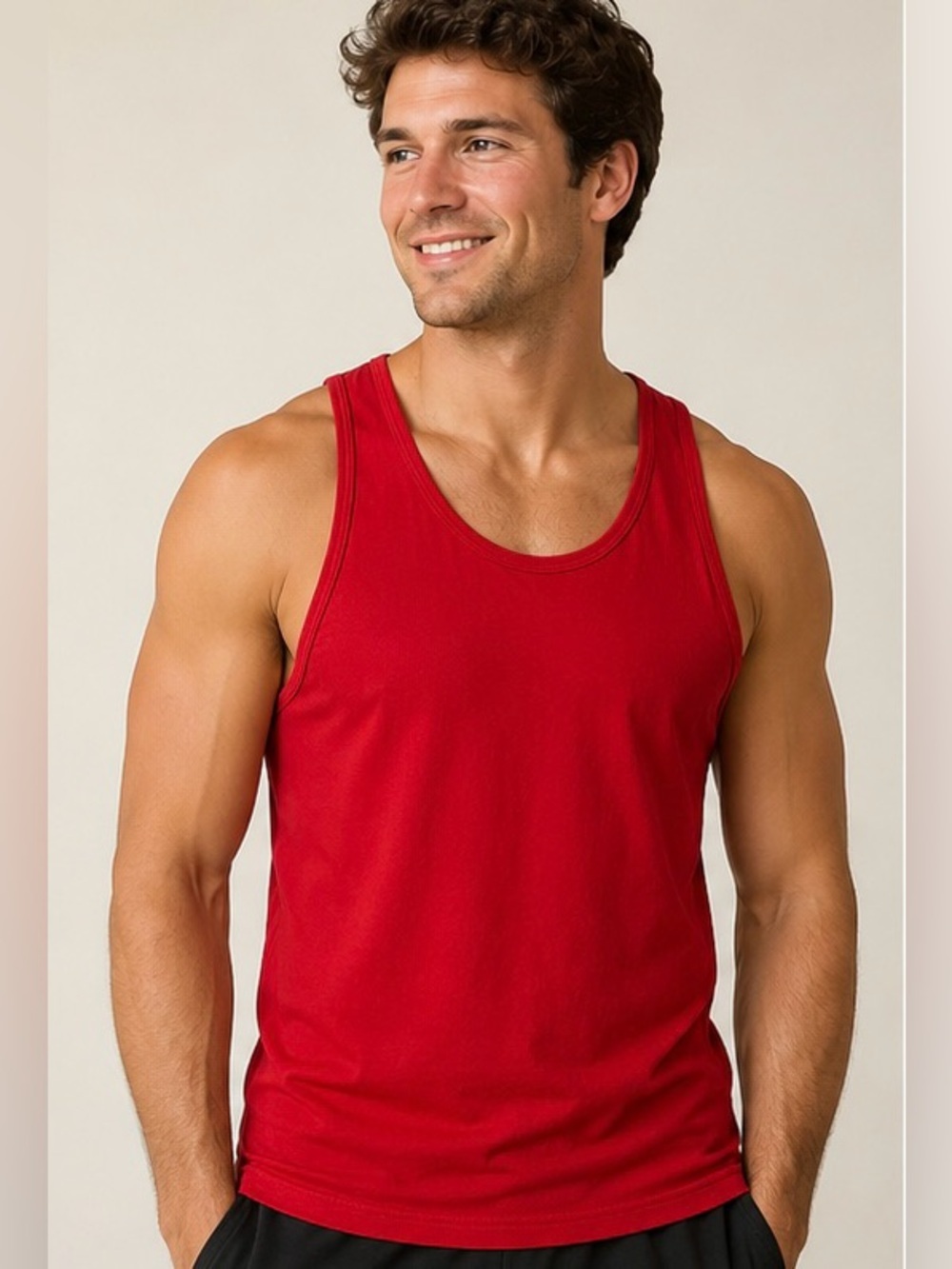 American Apparel Red Tank Top Men's Small Made in USA 100% Cotton